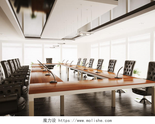 黑白商务时尚高端大气现代室内设计会议室室内会议桌椅背景图